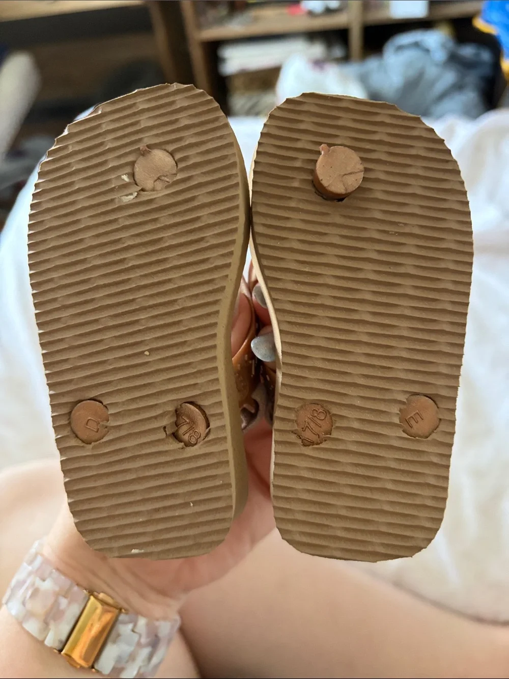 Havaianas Kids Rose Gold Straps with Pink Leopard Print Flip Flops - 4